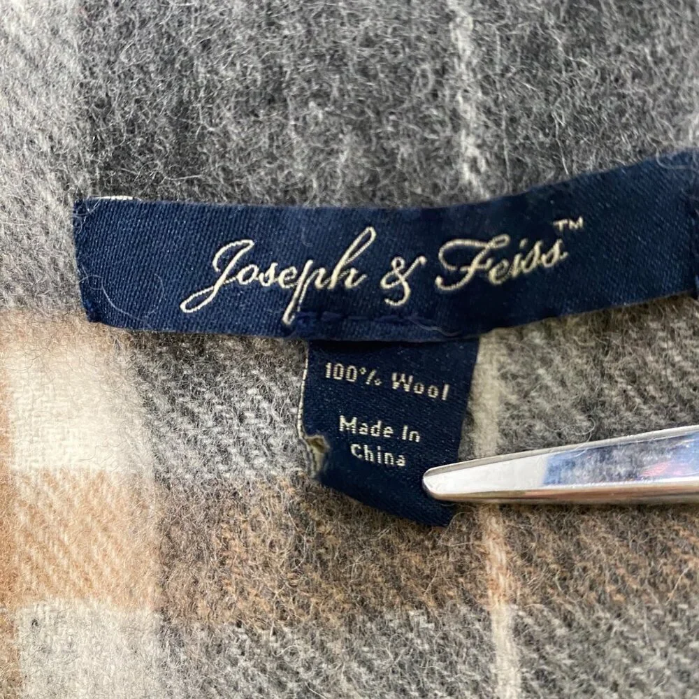 Joseph & Feiss neutral wool plaid scarf unisex